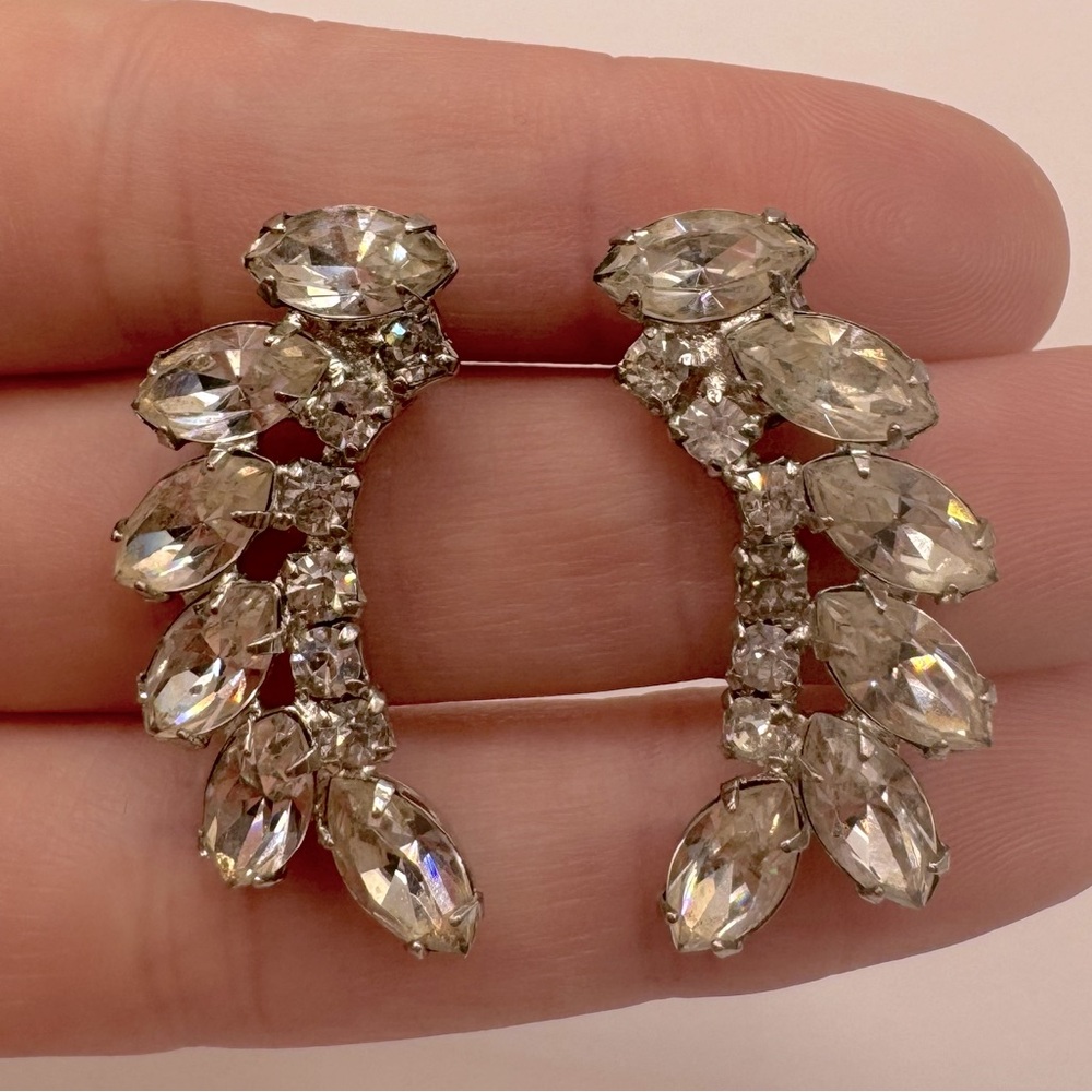 VINTAGE Crystal Feathered Earrings